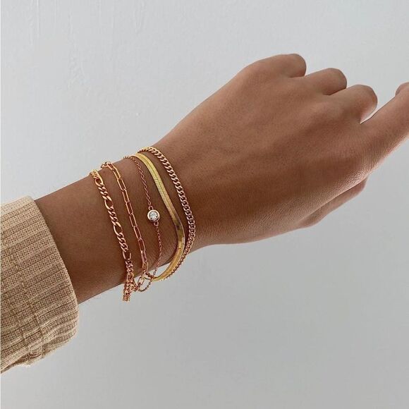 Gold 14k Gold Plated 5pc Cubic Zirconia Bracelet Set - Picture 2 of 3